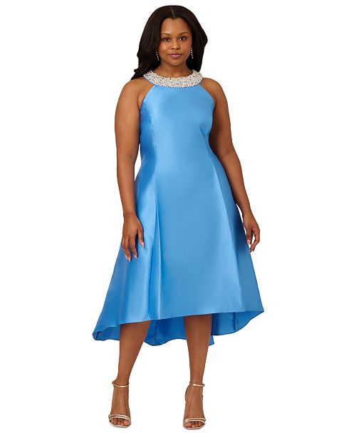 Adrianna Papell Aidan by Aidan Mattox Plus Size Mikado High-Low Party Dress Women's Fashion Shoes & Accessories