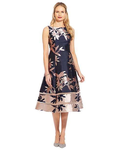 Adrianna Papell Jacquard A-Line Dress Women's Fashion Shoes & Accessories