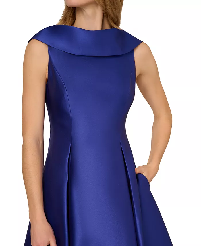 Adrianna Papell Women's Boat Neck Sleeveless Fit & Flare Dress Women's Fashion Shoes & Accessories