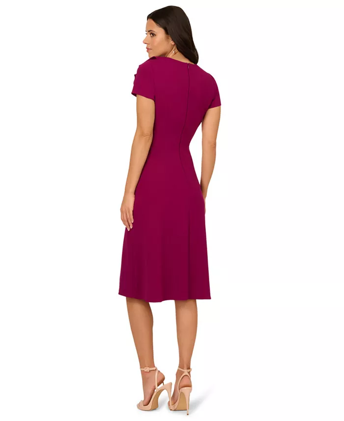 Adrianna Papell Women's Elbow-Sleeve A-Line Dress Women's Fashion Shoes & Accessories