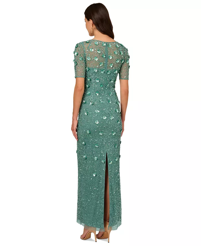 Adrianna Papell Women's Embellished Floral Sheath Dress Women's Fashion Shoes & Accessories