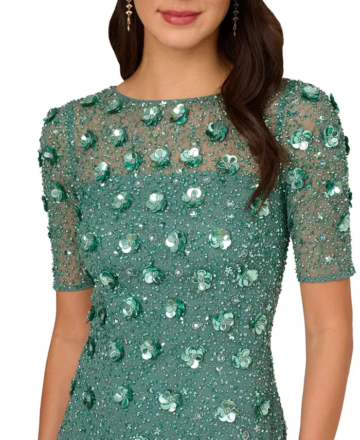 Adrianna Papell Women's Embellished Floral Sheath Dress Women's Fashion Shoes & Accessories