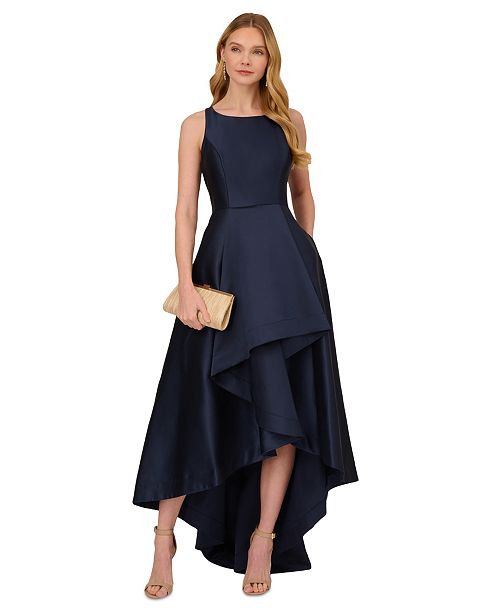Adrianna Papell Women's High-Low Mikado Sleeveless Gown Women's Fashion Shoes & Accessories