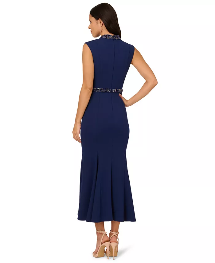 Adrianna Papell Women's Mock-Neck Knit Mermaid Dress Women's Fashion Shoes & Accessories