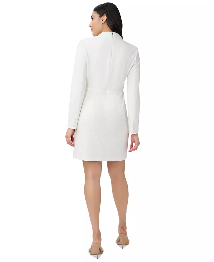 Adrianna Papell Women's Tuxedo Long Sleeve Sheath Dress Women's Fashion Shoes & Accessories