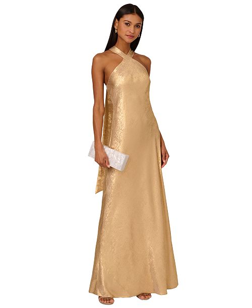 Adrianna Women's Folied-Chiffon Halter Gown Women's Fashion Shoes & Accessories