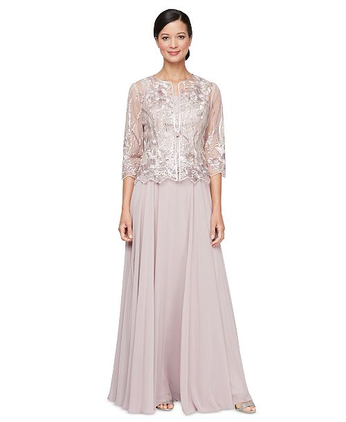 Alex Evenings Alex Evening Women's 2-Pc. Embroidered Jacket & Gown Set Women's Fashion Shoes & Accessories