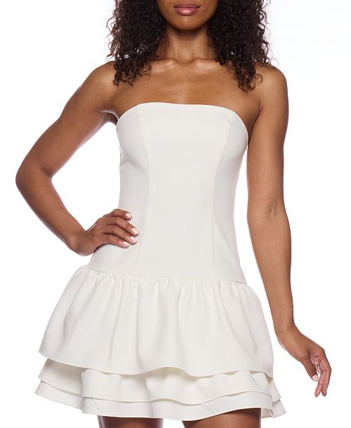Alex & Sophia Juniors' Strapless Layered-Hem Fit & Flare Dress Juniors'