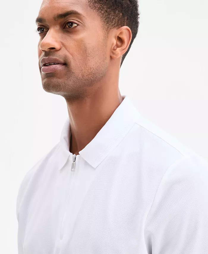 Alfani Men's Ottoman Short Sleeve Textured Quarter-Zip Polo Shirt Exclusively At Macy's Men's Fashion & Accessories