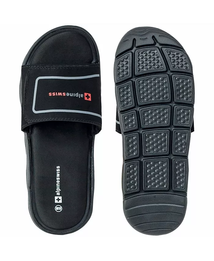 Alpine Swiss Men's Gabe Men Slide Sandals Shock-absorbing Foam Insole For Arch Support Adjustable Strap Athletic Sandals Anti-Slip Traction EVA Foam Outsole Men's Shoes