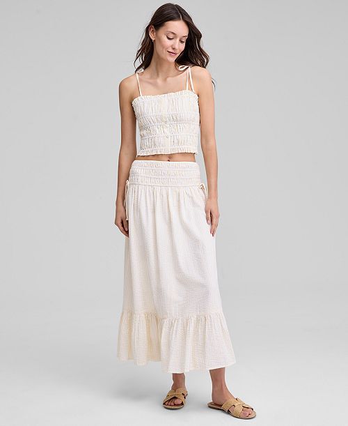And Now This Women's Smocked Seersucker Maxi Skirt Exclusively At Macy's Women's Fashion Shoes & Accessories