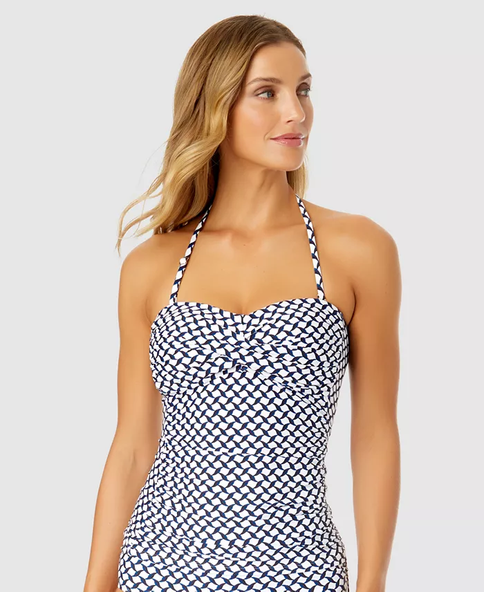 Anne Cole Women's Neo Geo Twist-Front Bandeau Tankini Top Women's Fashion Shoes & Accessories