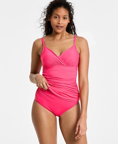 Anne Cole Women's Surplice Underwire Tankini Top & High-Waist Bikini Bottoms Women's Fashion Shoes & Accessories