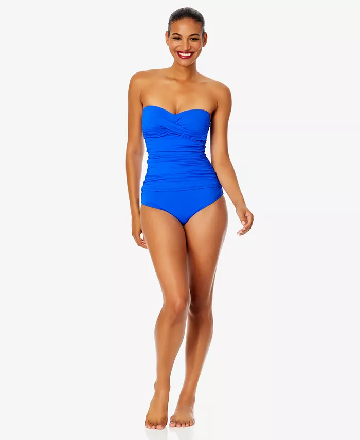 Anne Cole Women's Twist-Front Ruched Tankini Top & High-Waist Bikini Bottoms Women's Fashion Shoes & Accessories