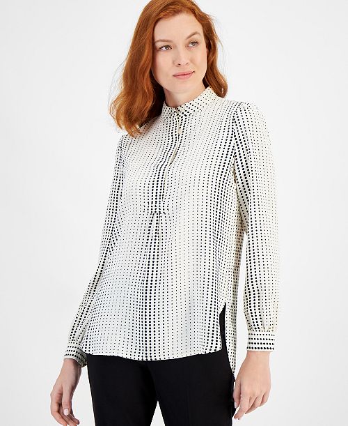 Anne Klein Dot-Print Tunic Women's Fashion Shoes & Accessories