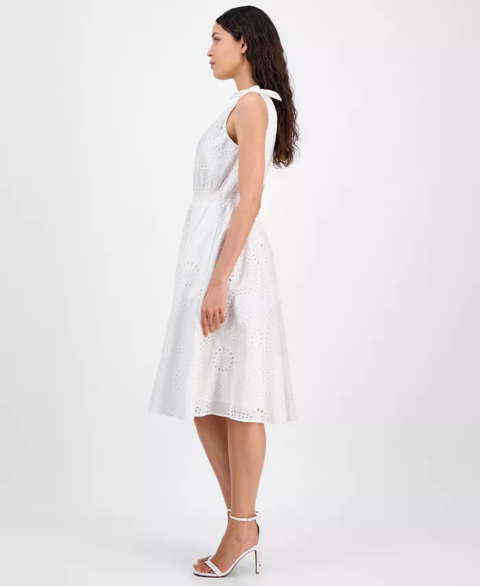 Anne Klein Petite Cotton Lace A-Line Sleeveless Midi Dress Women's Fashion Shoes & Accessories