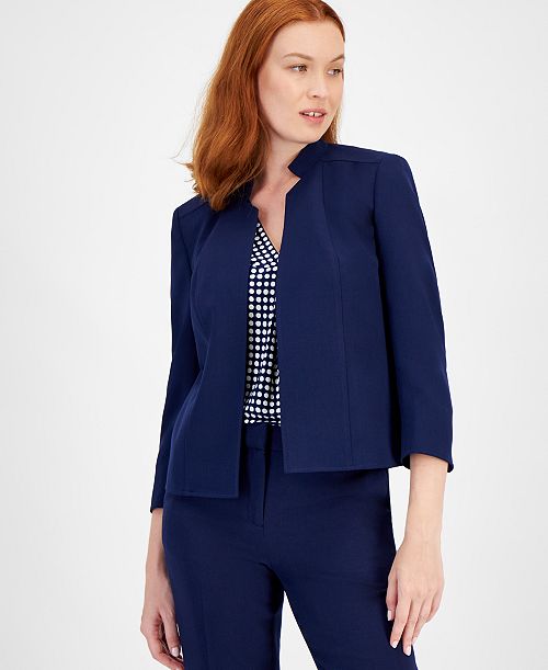 Anne Klein Star-Collar Open-Front Blazer Women's Fashion Shoes & Accessories