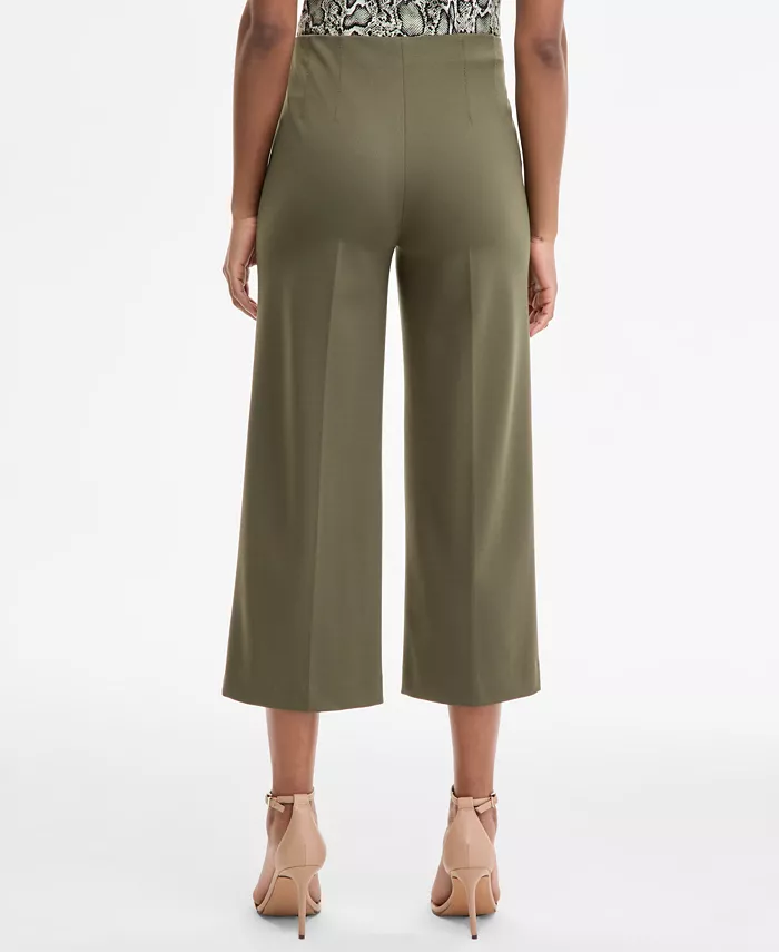 Anne Klein Women's High-Rise Pull-On Crop Wide-Leg Pants Women's Fashion Shoes & Accessories