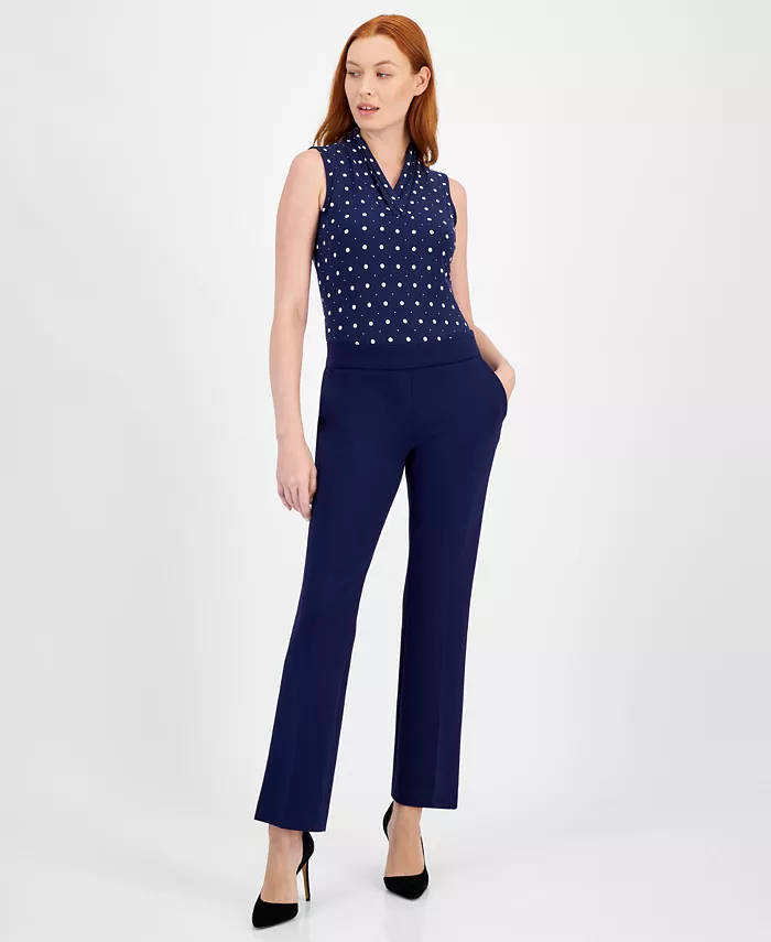 Anne Klein Women's Mid-Rise Pull-On Slash-Pocket Pants Women's Fashion Shoes & Accessories