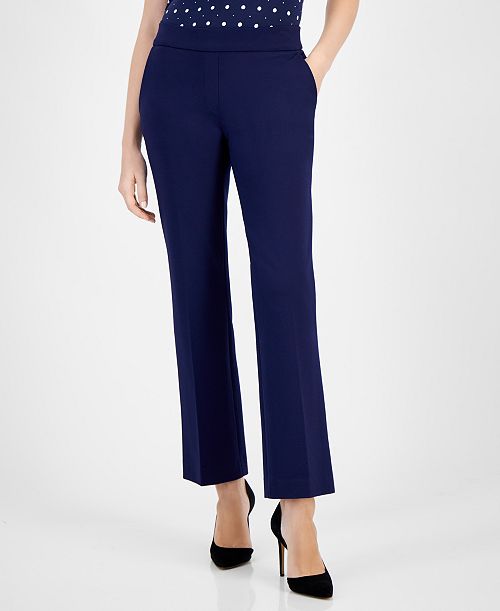 Anne Klein Women's Mid-Rise Pull-On Slash-Pocket Pants Women's Fashion Shoes & Accessories