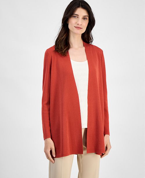 Anne Klein Women's Napa Fine Rib Pocket Cardigan Women's Fashion Shoes & Accessories