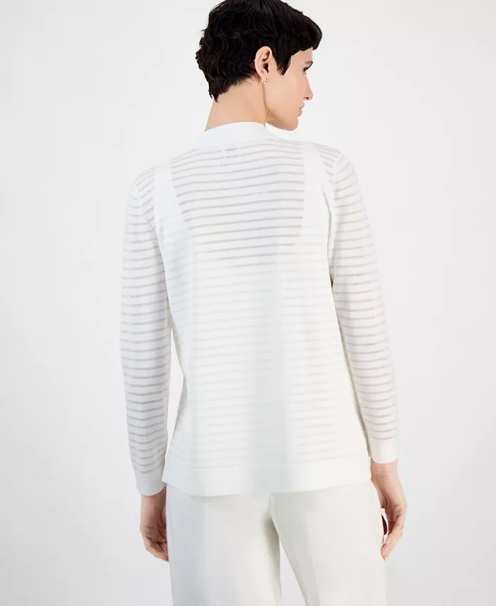 Anne Klein Women's Shadow Stripe Open-Front Cardigan Women's Fashion Shoes & Accessories