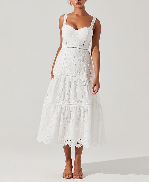 ASTR the Label Women's Pellagia Lace-Trim Midi Dress Women's Fashion Shoes & Accessories