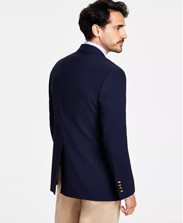 B By Brooks Brothers Men's Classic-Fit Navy Stretch Wool Blend Blazer Men's Fashion & Accessories