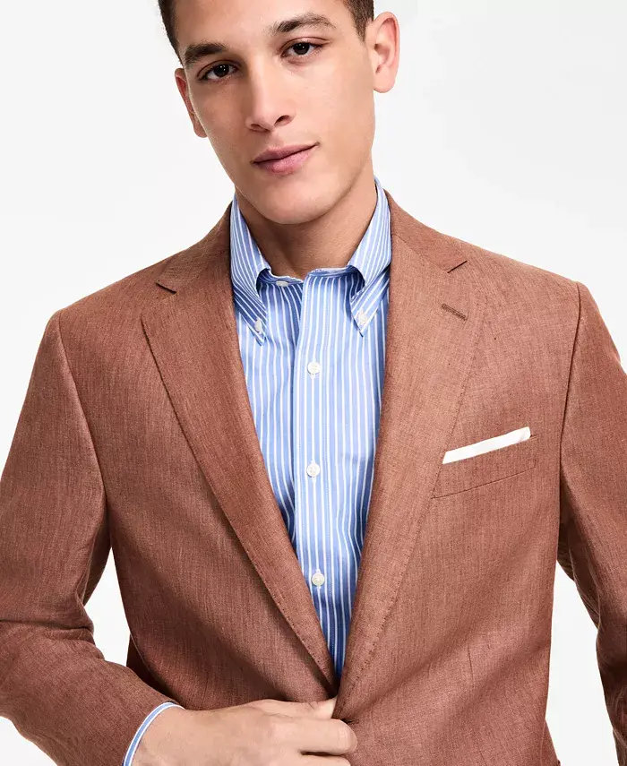B By Brooks Brothers Men's Linen Classic-Fit Suit Separates Jacket Men's Fashion & Accessories