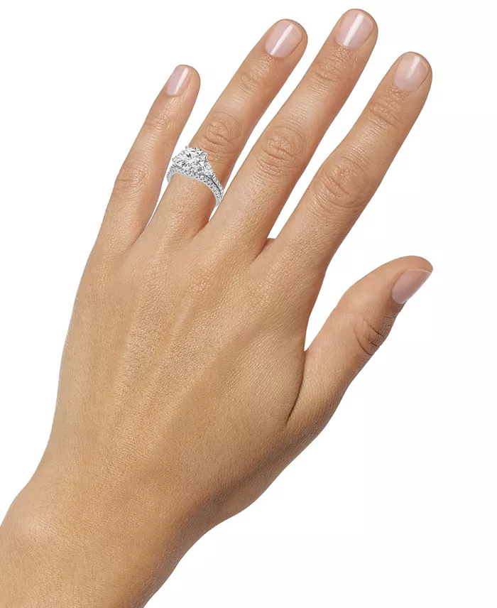 Badgley Mischka Certified Lab Grown Diamond Round Three Stone Bridal Set (4-1/4 Ct. T.w.) In 14k Gold Jewelry & Watches