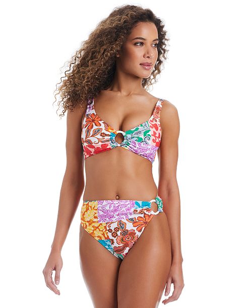 Bar III Women's Beachside Boheme O-Ring Bikini Top & Ring-Side High-Leg Bikini Bottoms Exclusively At Macy's Women's Fashion Shoes & Accessories