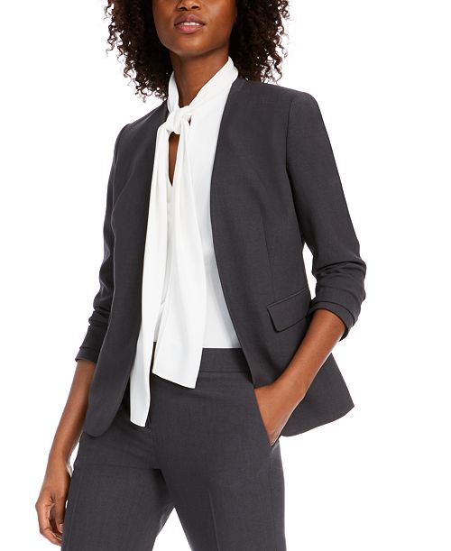 Bar III Women's Collarless Open-Front Blazer Created for Macy's Women's Fashion Shoes & Accessories