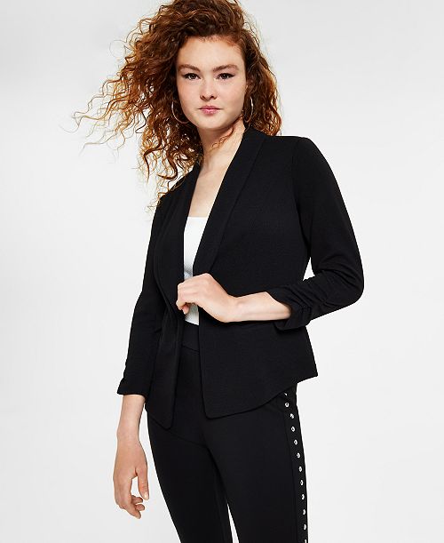Bar III Women's Ruched 3/4-Sleeve Knit Blazer Created for Macy's Women's Fashion Shoes & Accessories