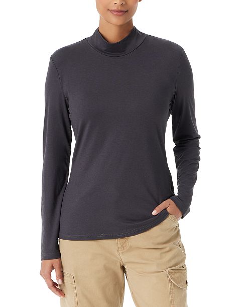 BASS OUTDOOR Women's Mock-Neck Long-Sleeve Top Women's Fashion Shoes & Accessories