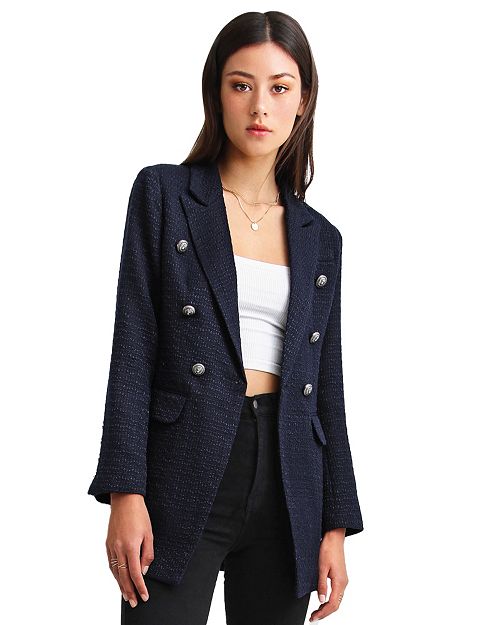 Belle & Bloom Princess Polina Textured Weave Blazer Women's Fashion Shoes & Accessories