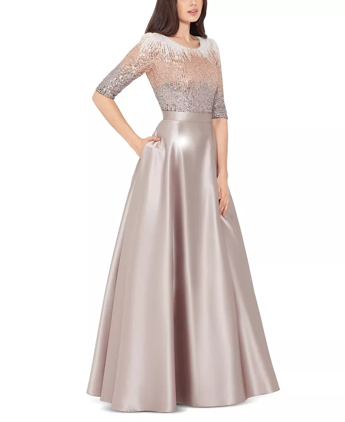 Betsy & Adam Embellished Satin Gown Women's Fashion Shoes & Accessories