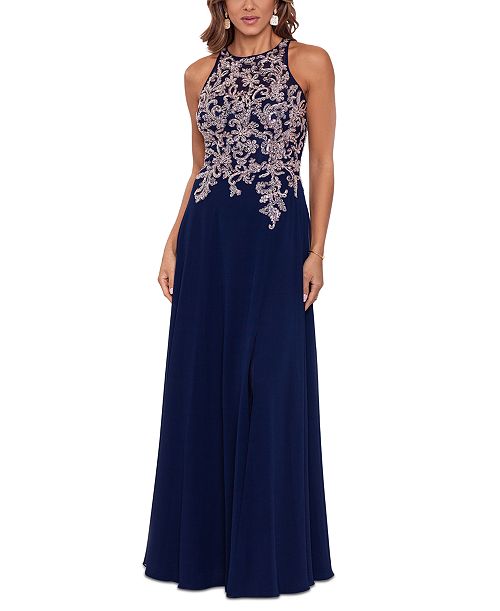 Betsy & Adam Petite Embroidered Gown Women's Fashion Shoes & Accessories