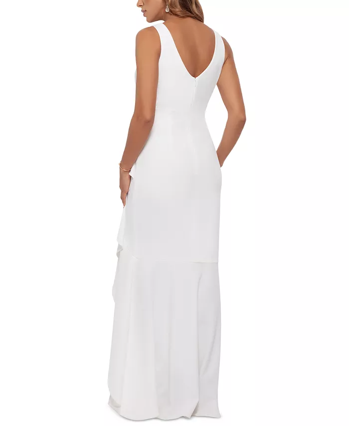 Betsy & Adam Ruffled High-Low Gown Women's Fashion Shoes & Accessories