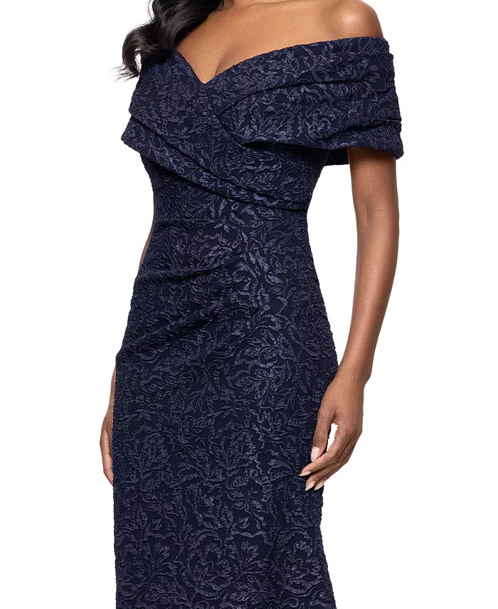 Betsy & Adam Women's Off-The-Shoulder Brocade Gown Women's Fashion Shoes & Accessories