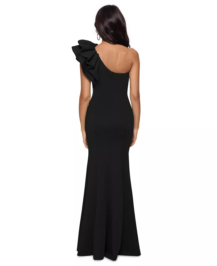 Betsy & Adam Women's One-Shoulder Scuba Crepe Gown Women's Fashion Shoes & Accessories