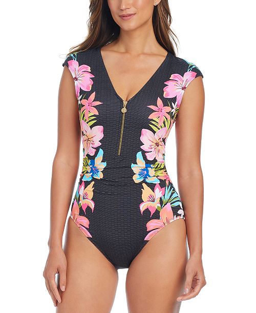 Bleu by Rod Beattie Women's Cap-Sleeve One-Piece Swimsuit Women's Fashion Shoes & Accessories
