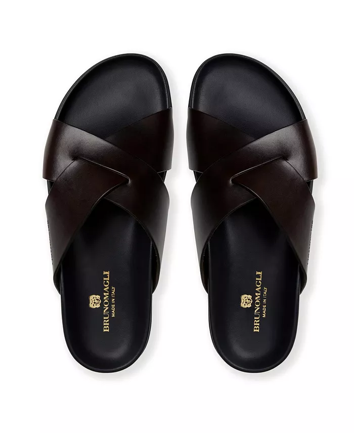 Bruno Magli Men's Bologna Leather Crisscross Sandals Men's Shoes
