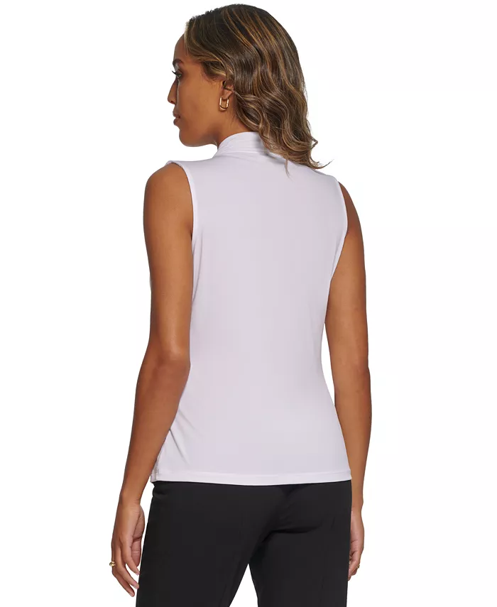 Calvin Klein Gathered V-Neck Sleeveless Top Women's Fashion Shoes & Accessories