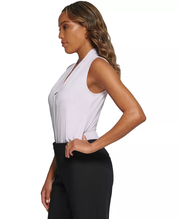 Calvin Klein Gathered V-Neck Sleeveless Top Women's Fashion Shoes & Accessories