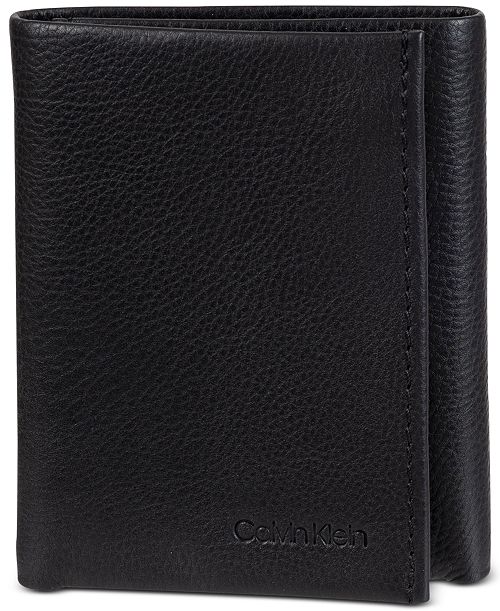 Calvin Klein Men's Soft Milled Trifold Wallet Men's Fashion & Accessories