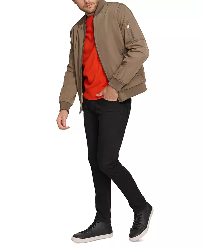 Calvin Klein Men's Solid-Color Zipper Flight Jacket Men's Fashion & Accessories