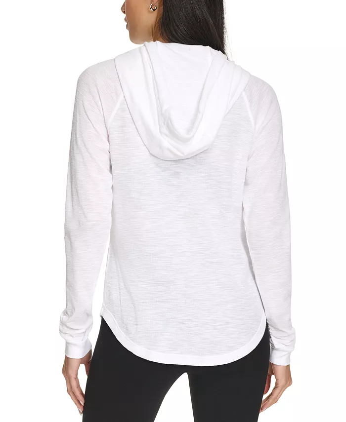 Calvin Klein Performance Ruched-Sleeve Zip Hoodie Women's Fashion Shoes & Accessories