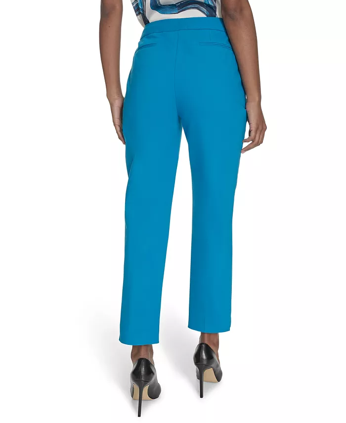 Calvin Klein Women's Cotton-Blend Straight-Leg Pants Women's Fashion Shoes & Accessories