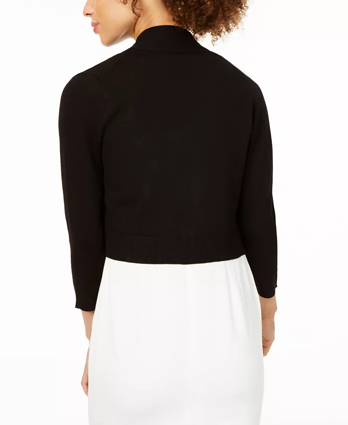 Calvin Klein Women's Cropped Open-Front Three-Quarter Sleeve Cardigan Women's Fashion Shoes & Accessories