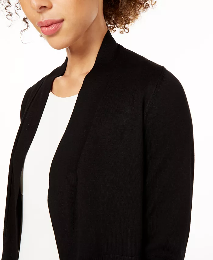 Calvin Klein Women's Cropped Open-Front Three-Quarter Sleeve Cardigan Women's Fashion Shoes & Accessories